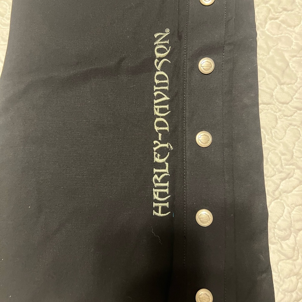 Women’s Harley Davidson black  side lace up jeans 33in inseam